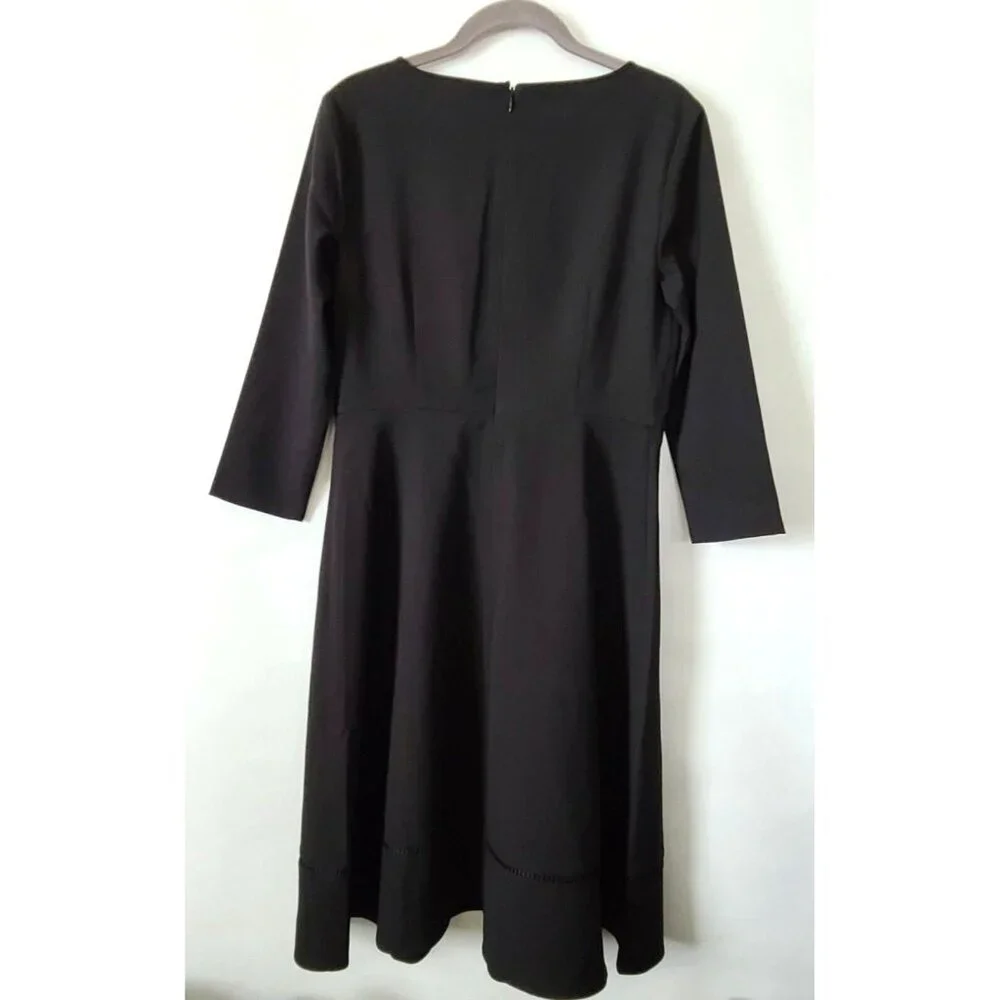 Talbots Fit & Flare LBD Dress 3/4 Sleeve Dress Sz 4 Black Zip Dressy NWT $149 - Picture 3 of 10